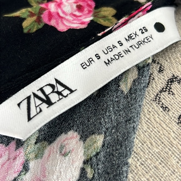 Zara Black Floral Midi Maci Long sleeve Cottagecore Rose Dress sz. S boho light - Picture 10 of 17